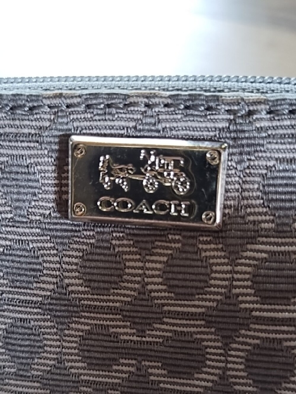 Coach Gray Taupe Signature Wristlet with Leather Strap - Picture 2 of 6